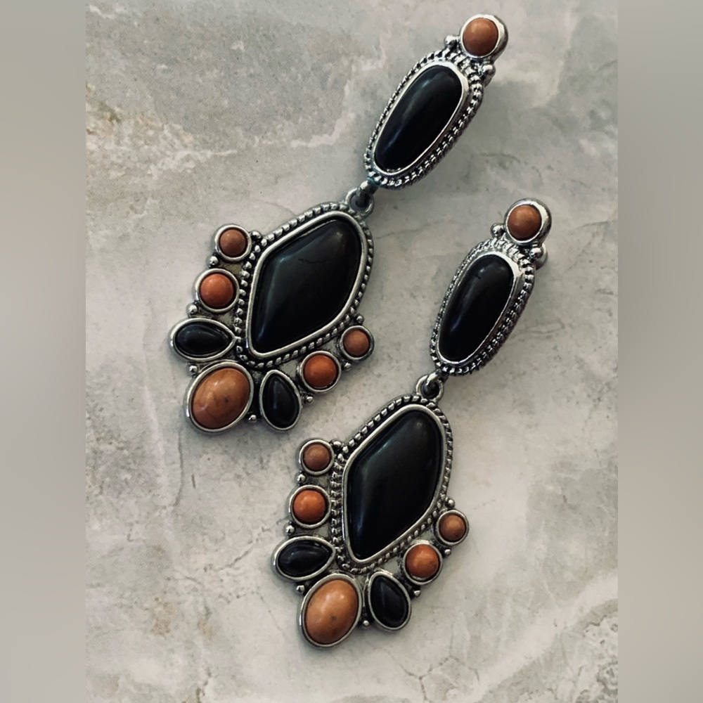 Ethnic Black and Brown Dangle Earrings